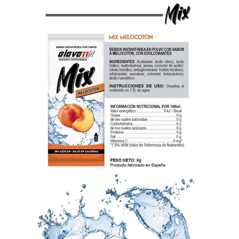 Saborizante Mix Sabor Melocoton 24 Sobres De 9g Eleven Fit_1