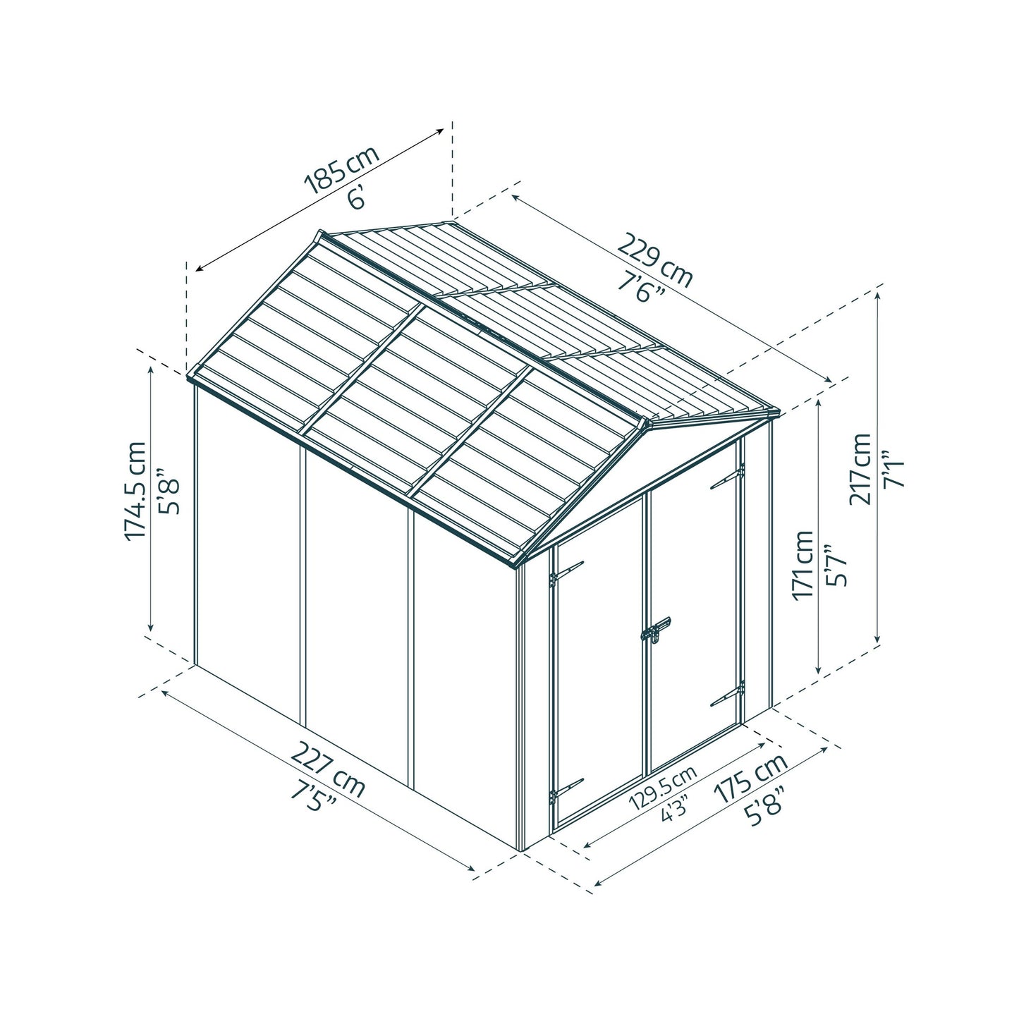 Cobertizo de jardín Rubicon 185x229 cm gris oscuro Canopia