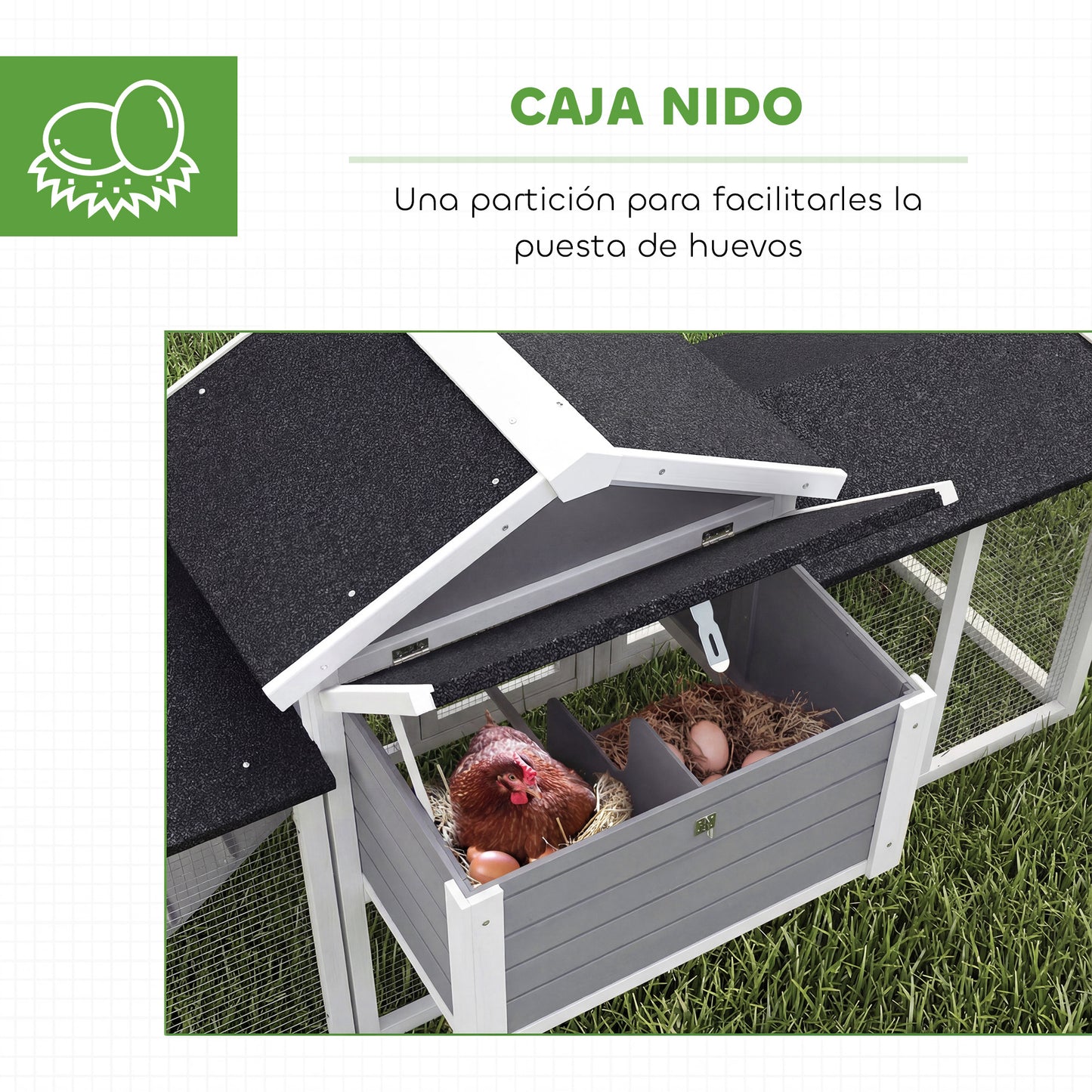 Pawhut Gallinero Para Exterior Grande De Madera 204x85x93 Cm Con Corral Bandeja_5
