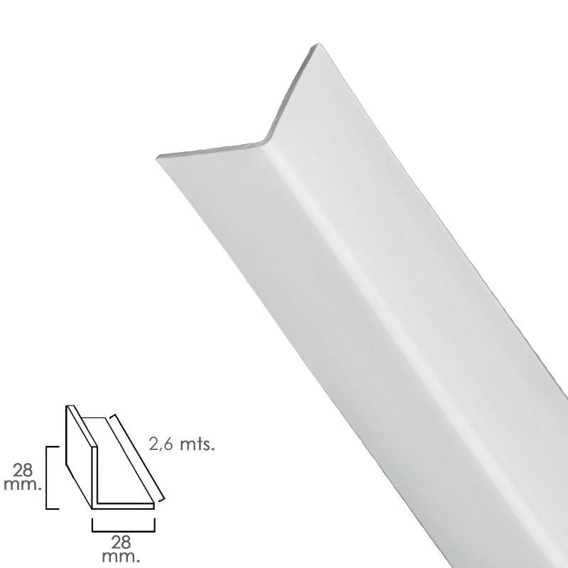 Perfil Pvc Angulo 25x25 Mm. Blanco Barra 2,5 Metros