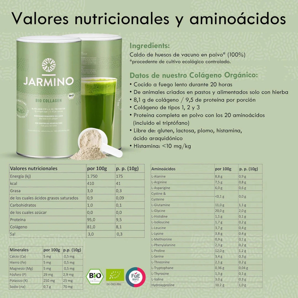 Bio Colágeno en Polvo Jarmino 300g