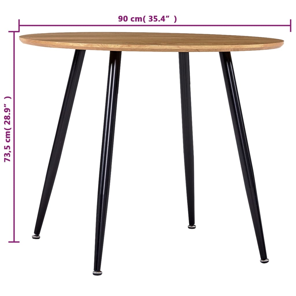 Mesa De Comedor Mdf Color Roble Y Negro 90x73,5 Cm_3