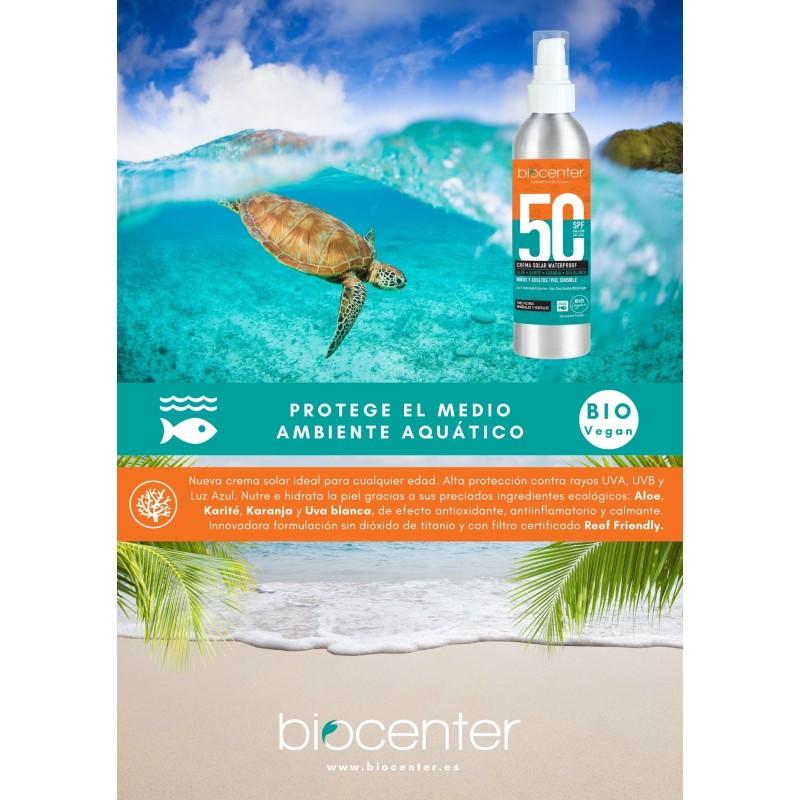 Spray solar alta protección UVA SPF 50 ecológica, vegana, sin nanopartículas 125 ml