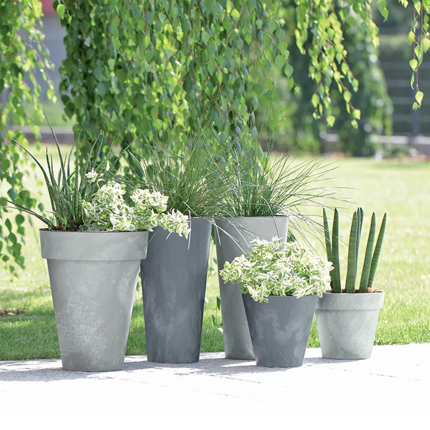 Maceta Cube Beton Effect 2,2l., Dimensiones (mm) 170x170x150, Color Antracita