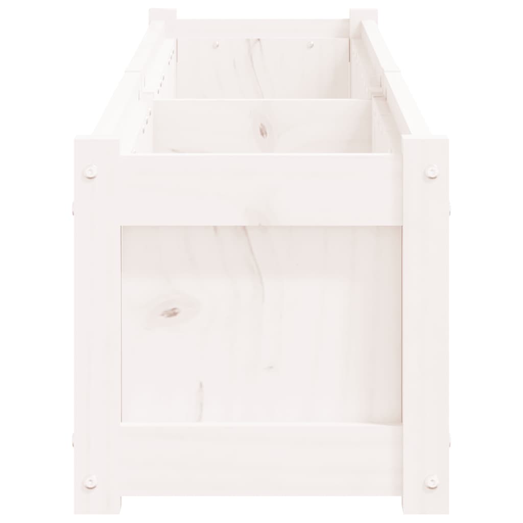 Jardinera De Madera Maciza De Pino Blanca 180x31x31 Cm_5