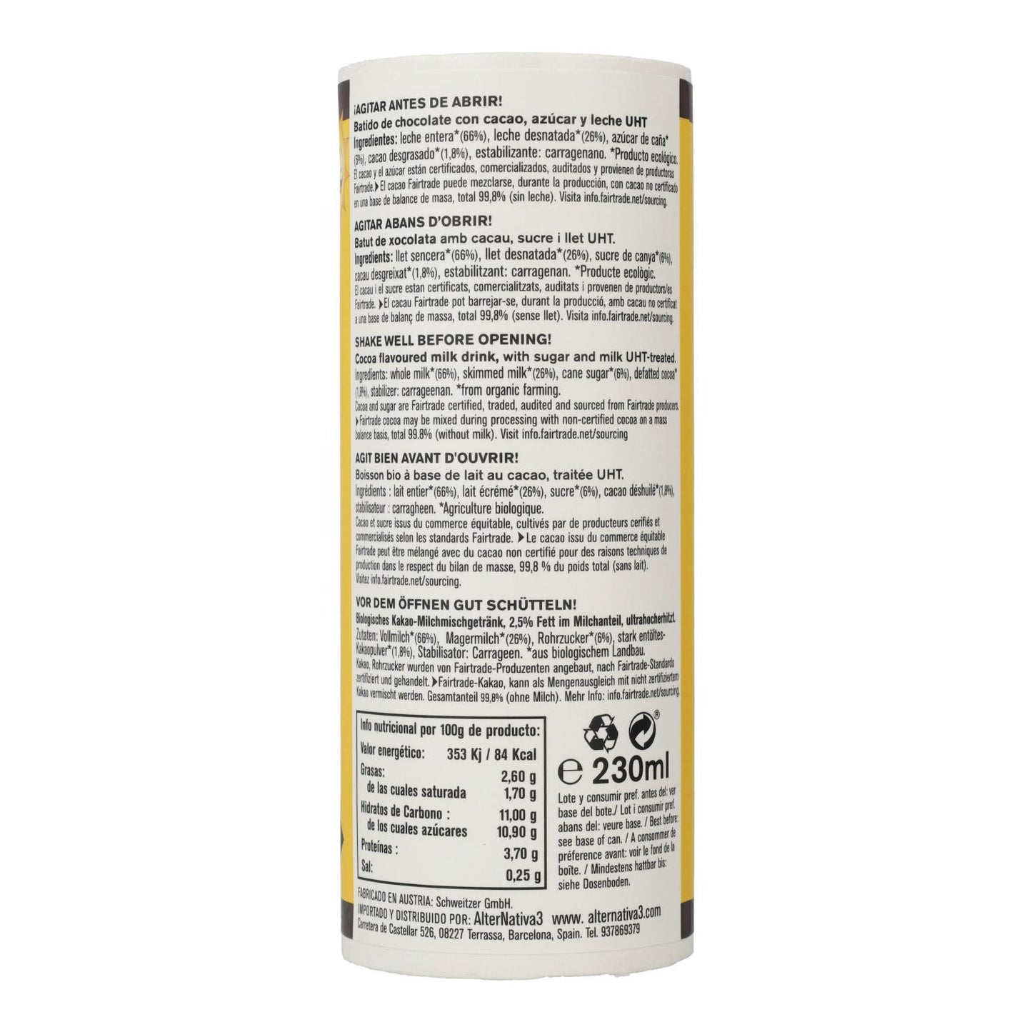 Batido de chocolate Bio Alternativa3 230ml