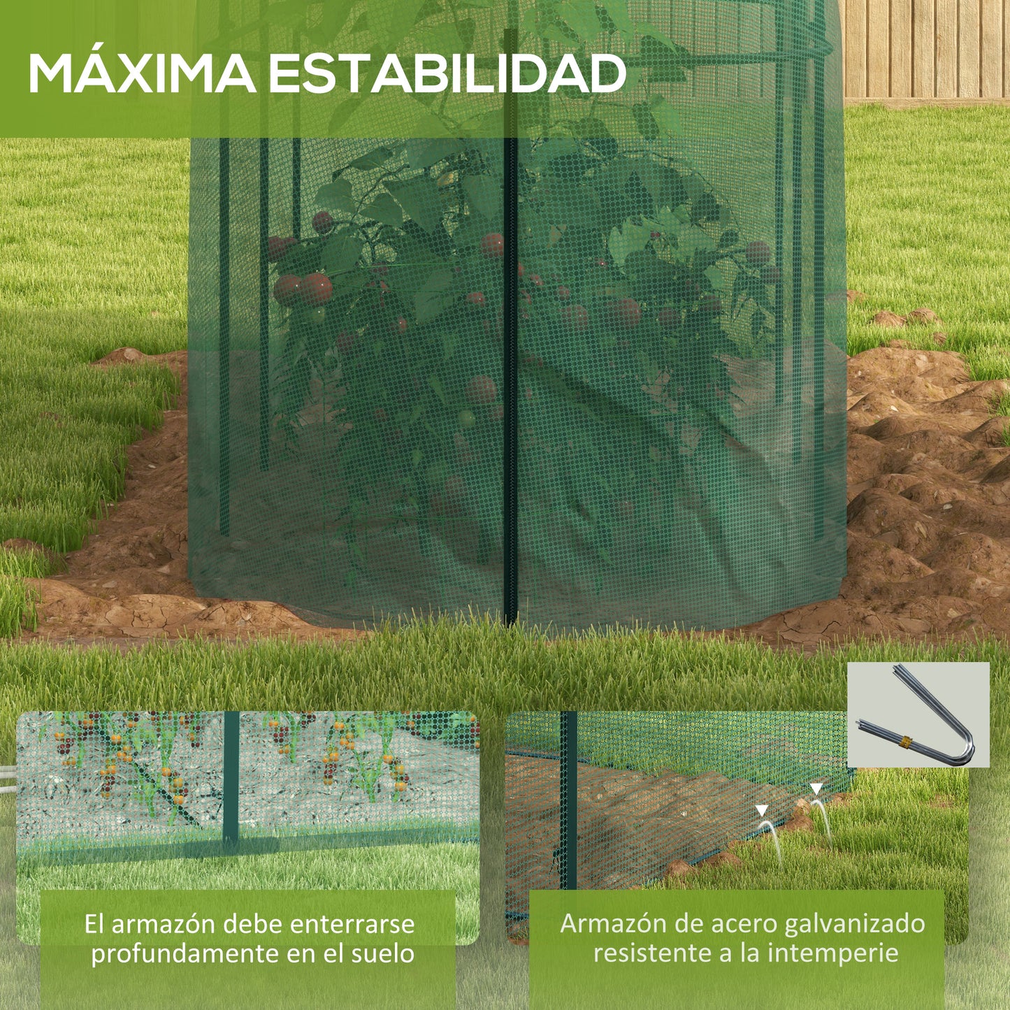 Outsunny Jaula De Cultivo Con Puerta Y Marco De Acero300x100x150 Cm Verde_5