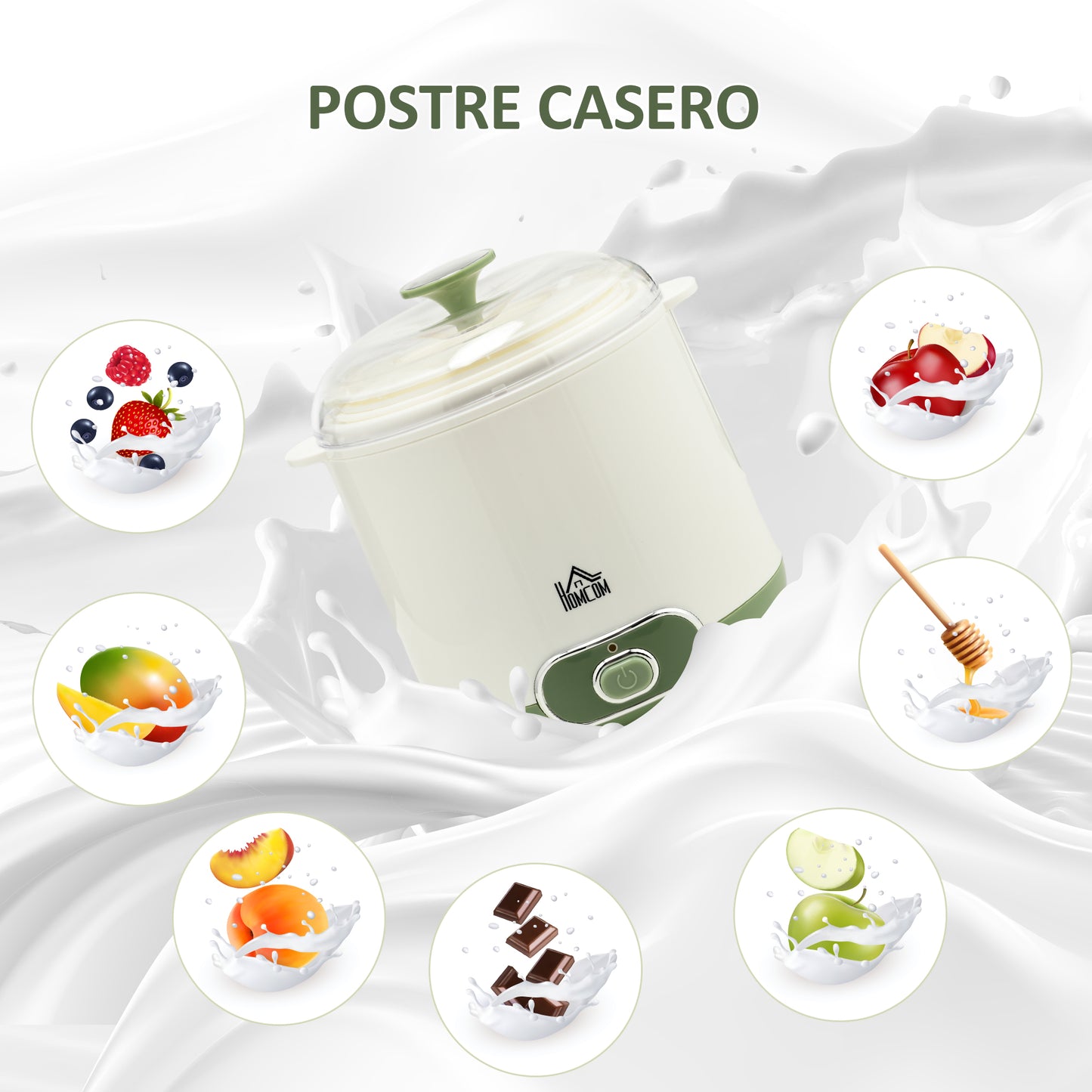 Homcom Yogurtera 20 W 1,5l Con Indicador De Encendido 19,5x17,5x21,4 Cm Blanco_5