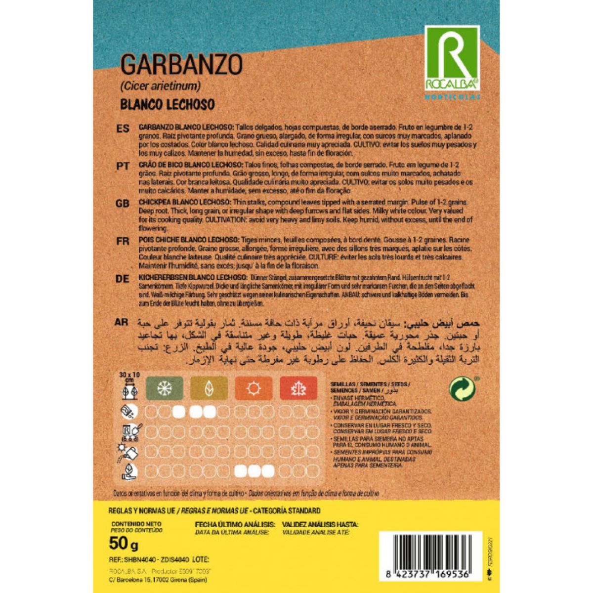 Semillas de Garbanzo blanco lechoso