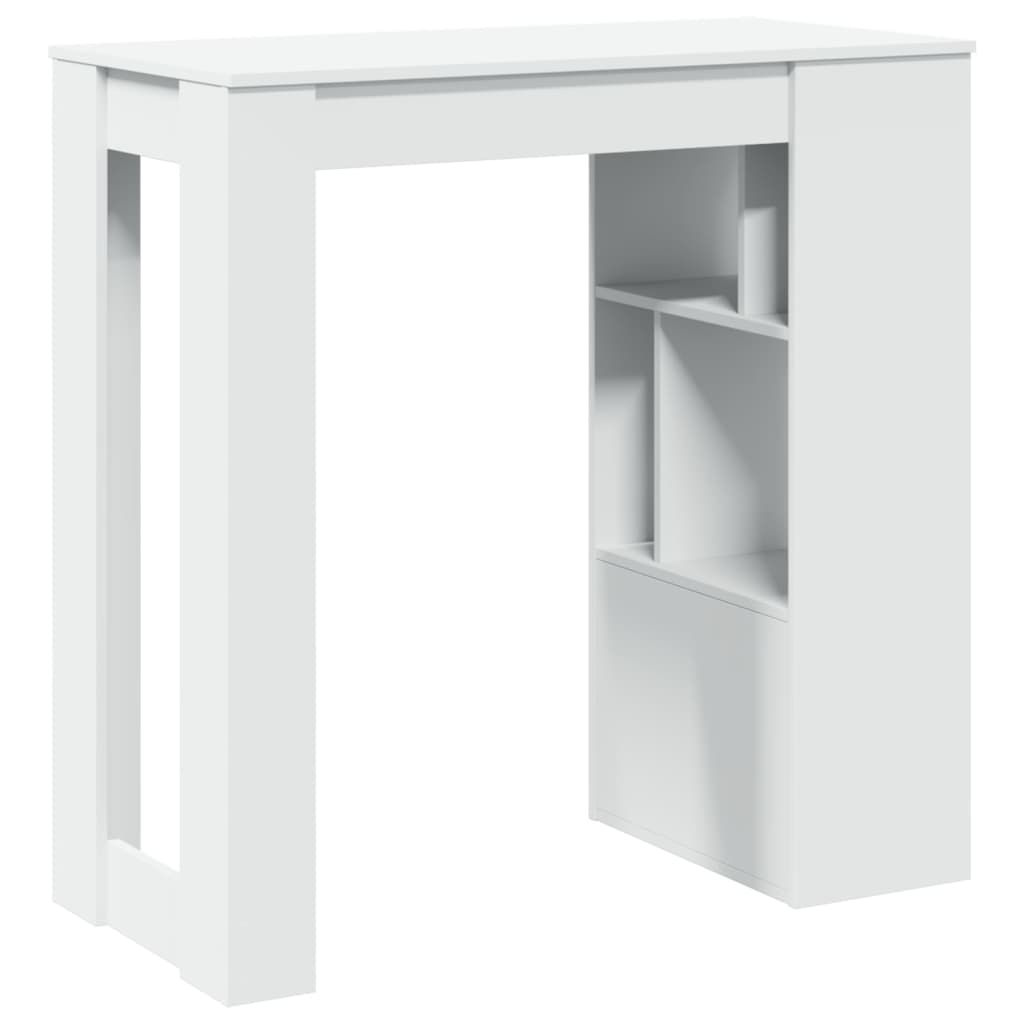 Mesa Bar Con Estantes Madera Ingeniería Blanca 102x50x103,5 Cm_4