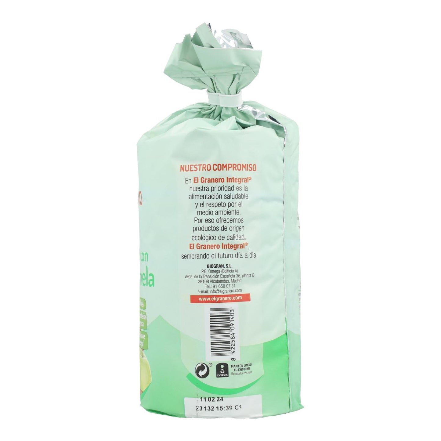 Tortitas de Arroz y Maíz con Manzana y Canela El Granero, 127g