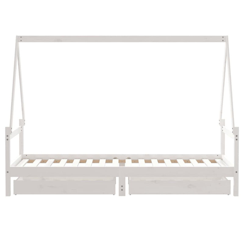 Vidaxl Estructura Cama Niños Con Cajones Madera Pino Blanco 90x200 Cm_5