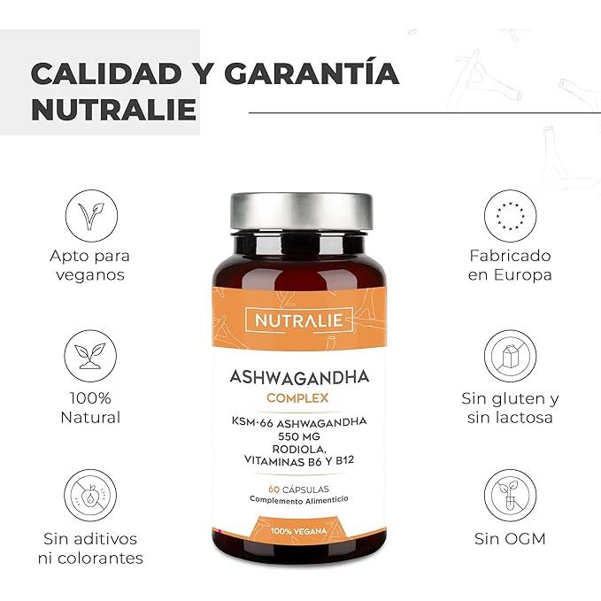 Ashwagandha con vitamina B6 y B12 Nutralie 60 Cápsulas