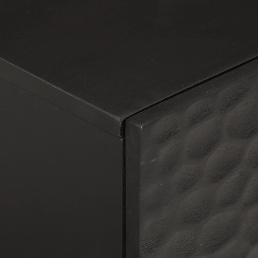 Mesita De Noche De Madera Maciza De Mango Negra 40x33x46 Cm_4