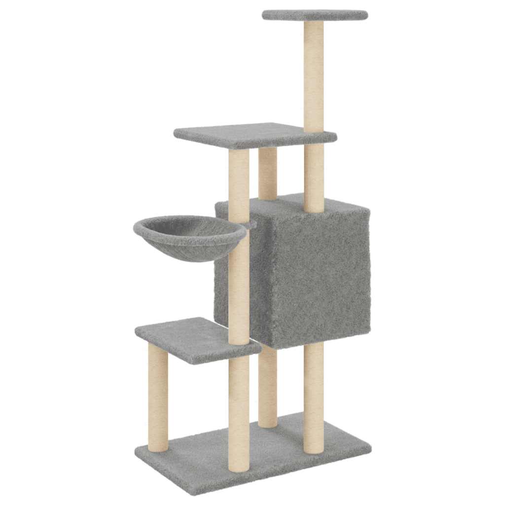 Rascador Para Gatos Con Postes De Sisal Gris Claro 131 Cm_5