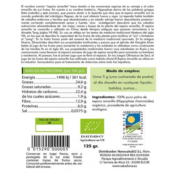 Espino amarillo 125 g, Salud Viva