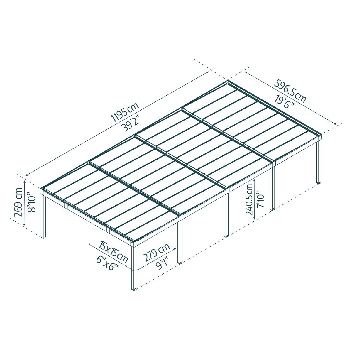 Canopia OSLO Cochera de Aluminio 6 X 12 m