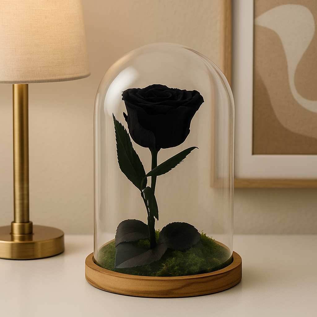 Mundo Eterno Rosa En Cúpula Negra 12x20cm