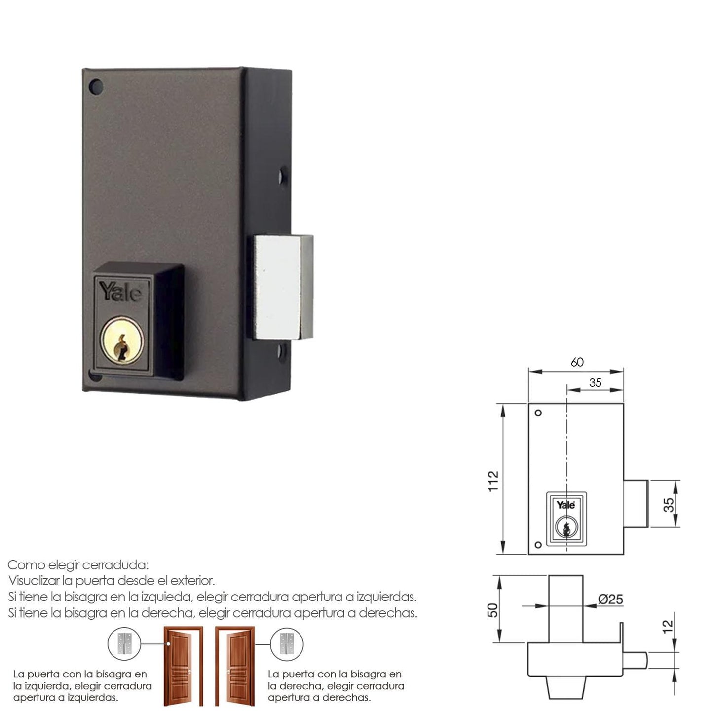 Cerradura Yale 56-c/hp/60/ Derecha_1
