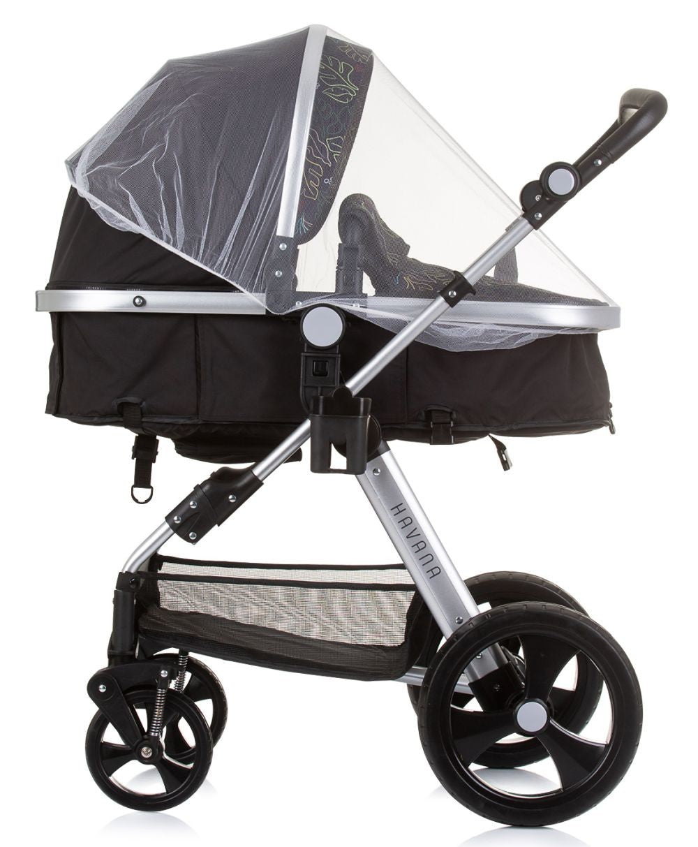 Carrito De Bebé Havana Dúo Convertible Hasta 22 Kg Con Bolso Y Mosquitera Obsidian Leaves_3