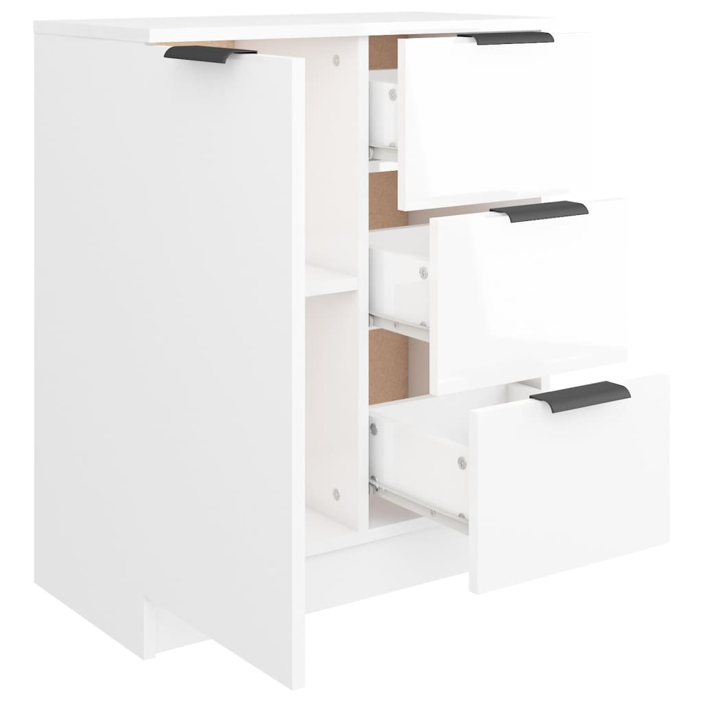 Aparador De Madera Contrachapada Blanco Brillante 60x30x70 Cm / Vetonek_5