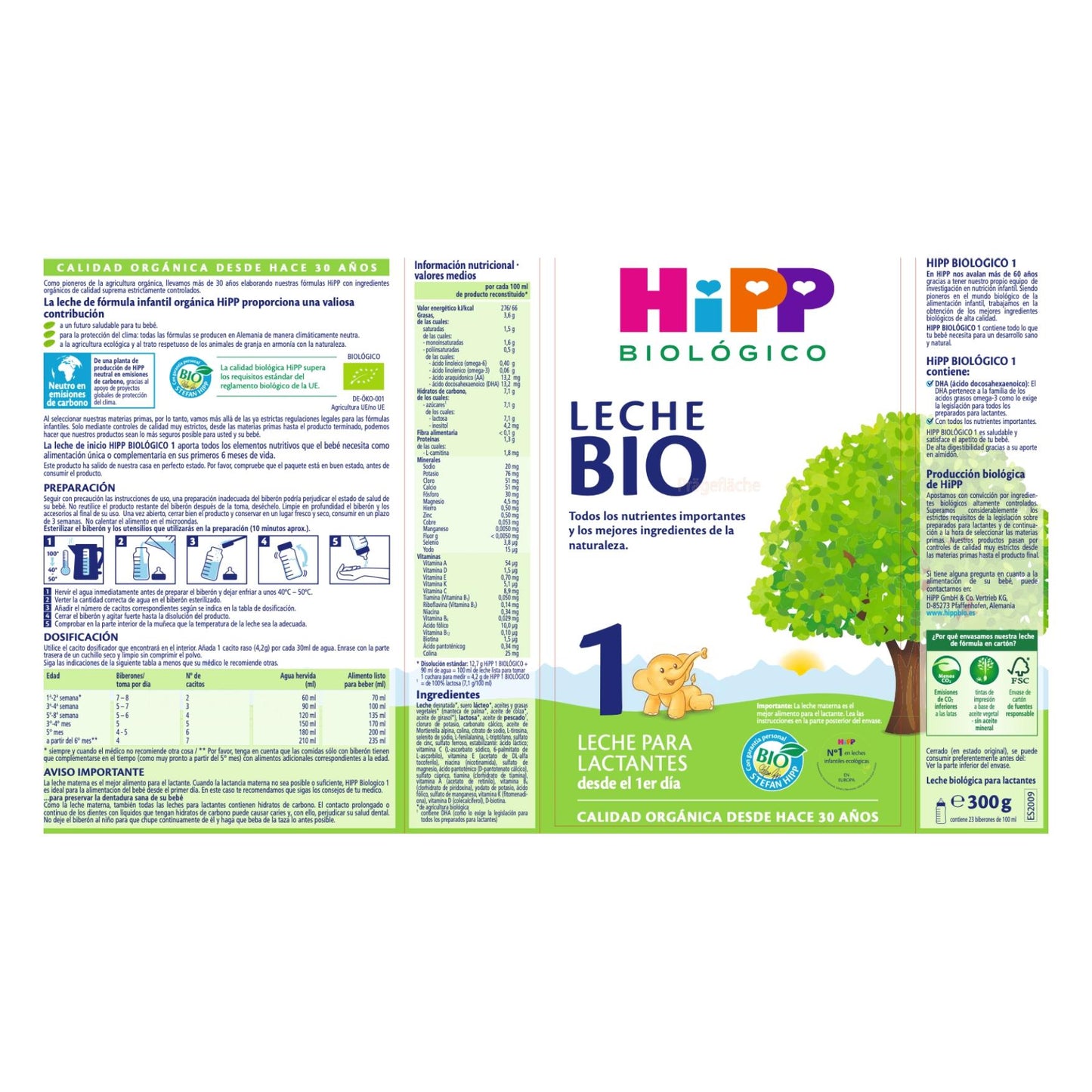 Leche de inicio 1 bio 0-6 meses HiPP 300 g