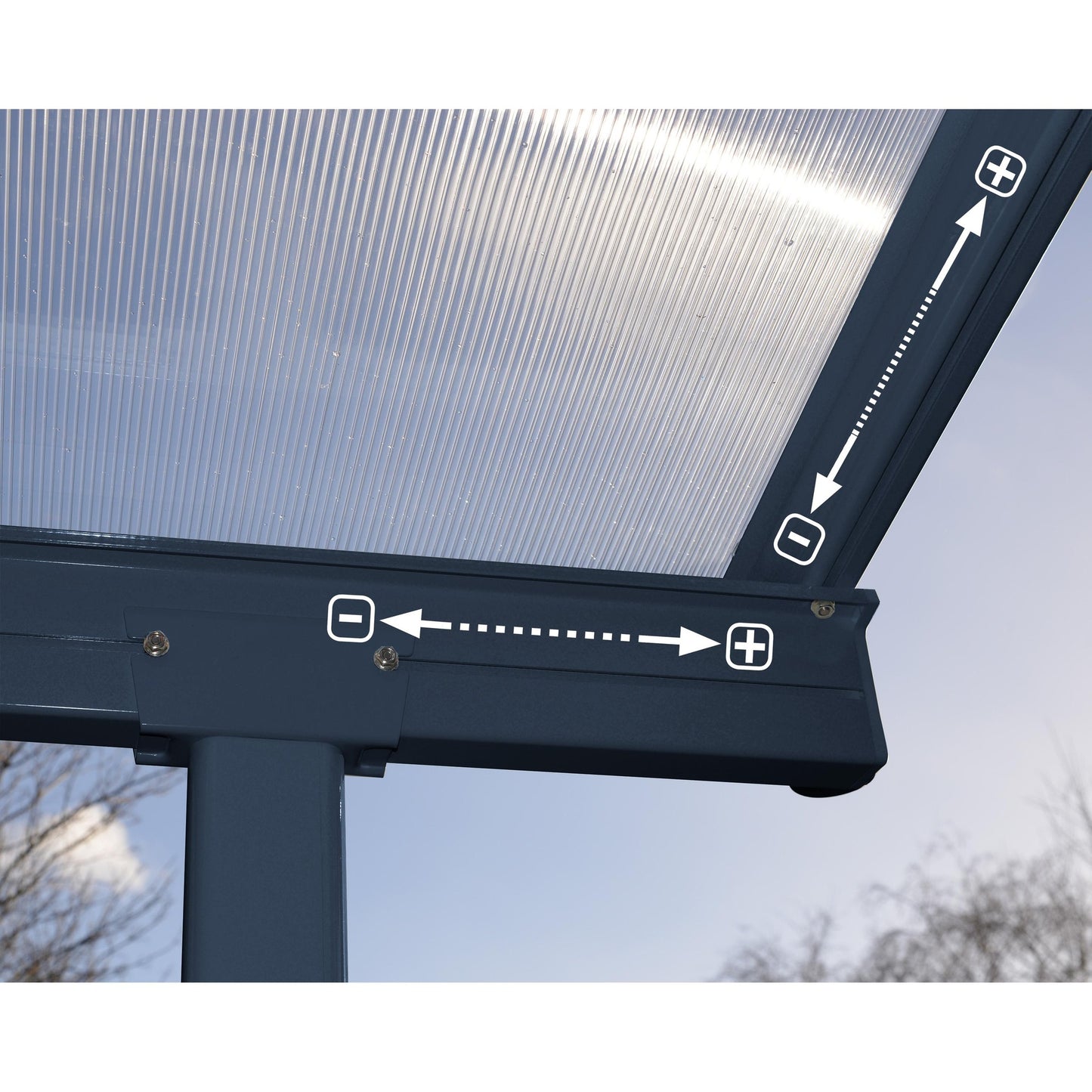 Pérgola adosada Sierra 299x980 cm gris