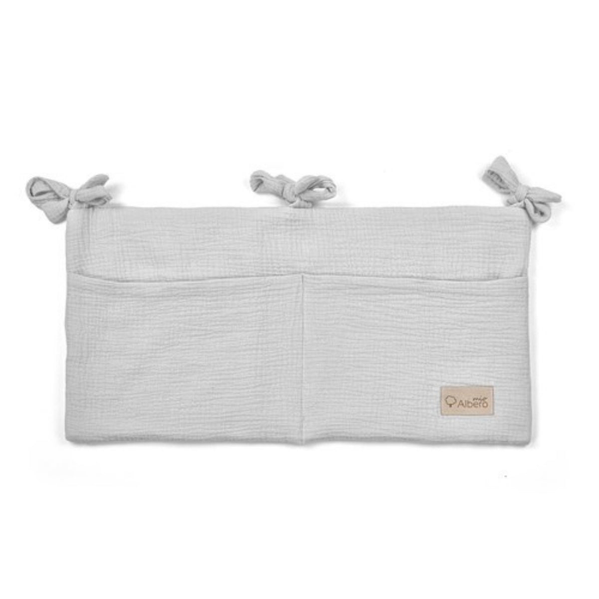 Organizador De Cuna Con Compartimentos Muselina Gris