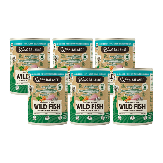 Pack Lata de Pescado y Pavo BARF para perros 6 x 400 g Wild Balance