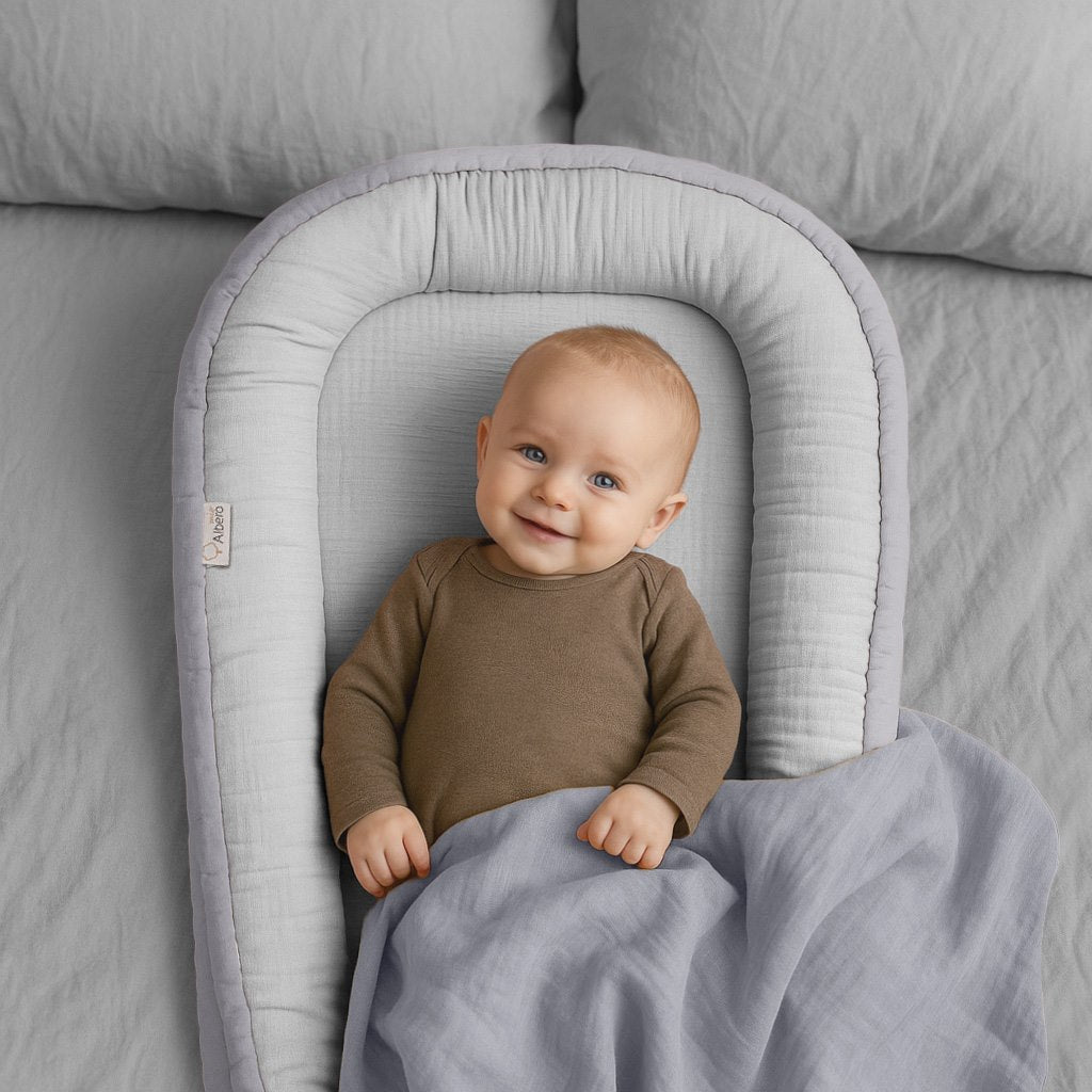 Cuna Nido Colecho Bebe Muselina Gris