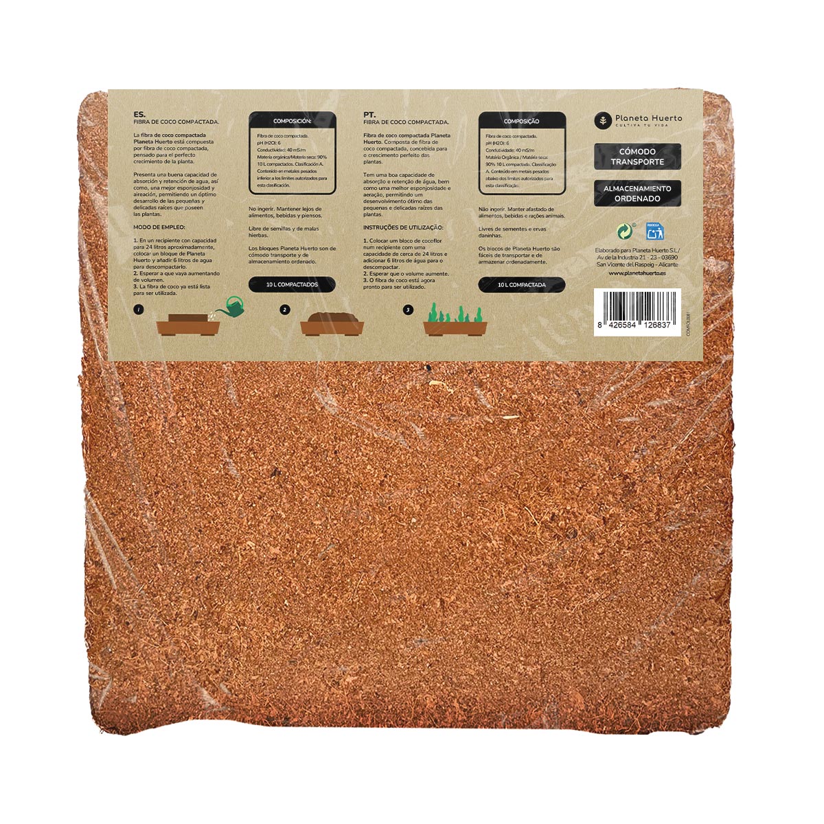 Sustrato Fibra de Coco Planeta Huerto 70 Litros