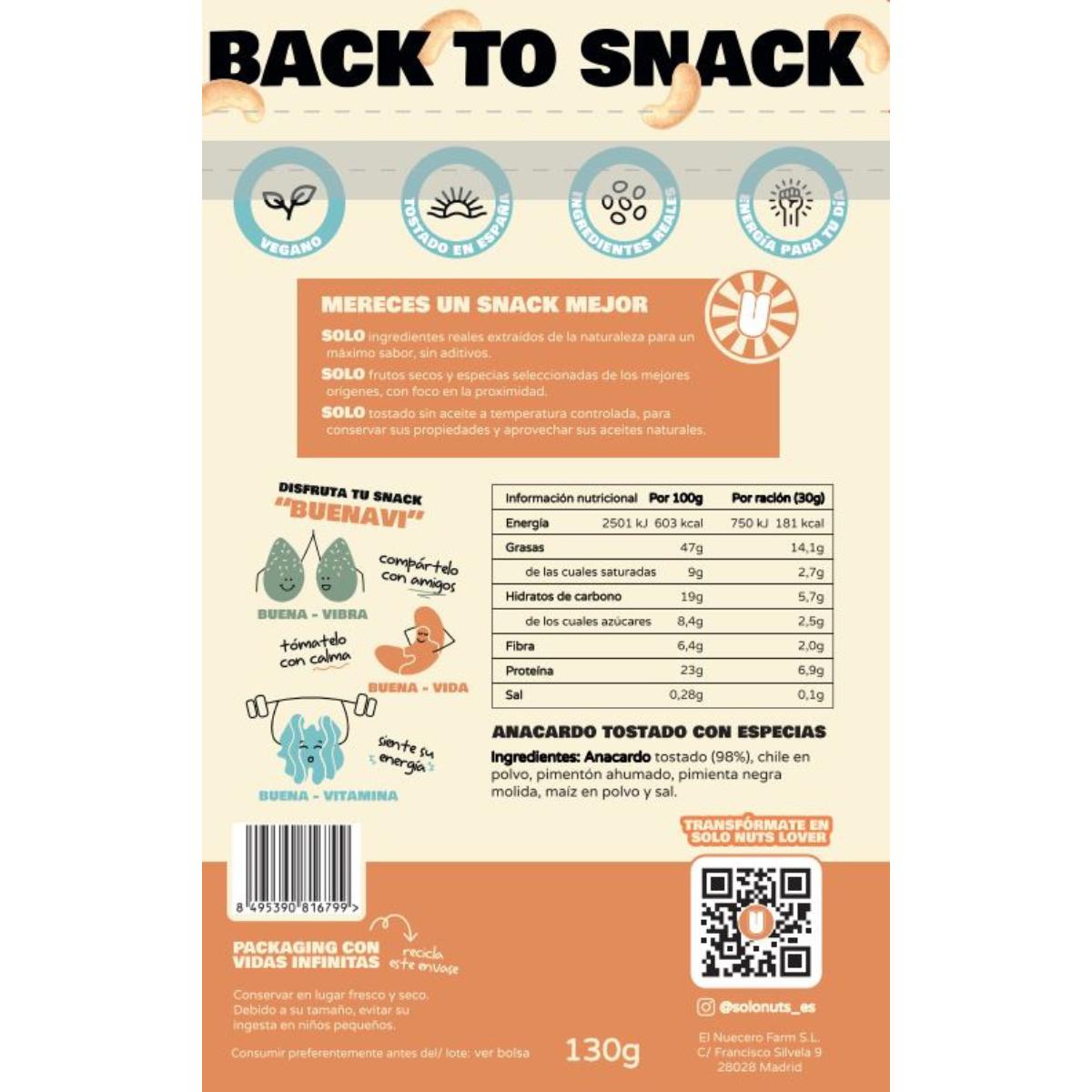 Anacardos Tostados Picantes Solo Nuts 130g