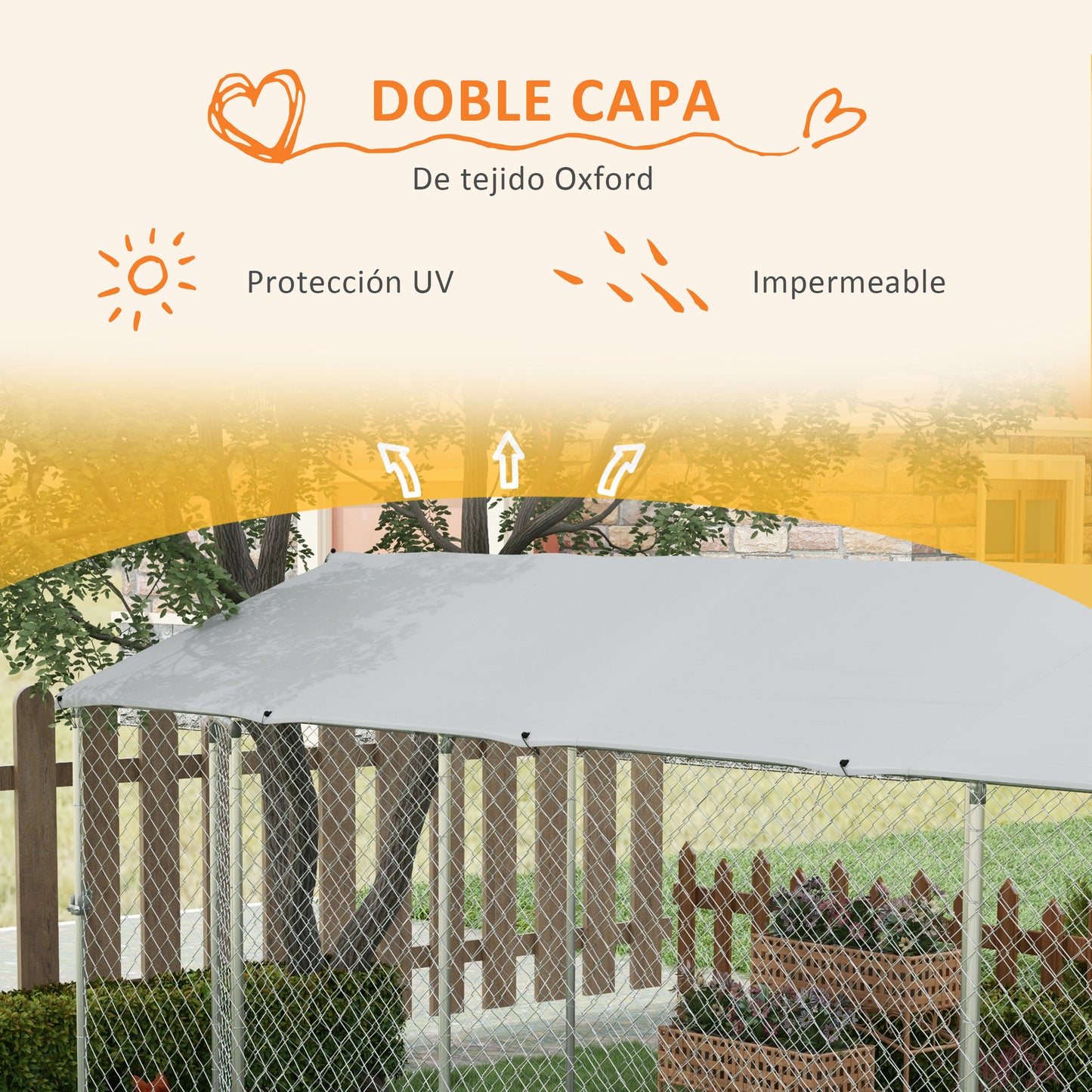 Pawhut Perrera Jaula De Exterior Para Perros Con 1 Puerta 600x230x230 Cm Plata_5