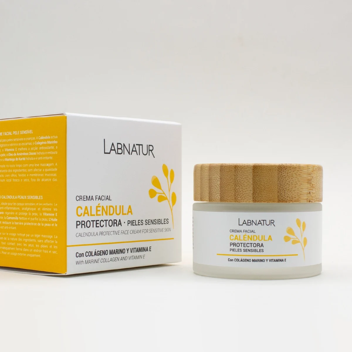 Crema Facial de Caléndula Labnatur 50 ml | Camomila, Almendras y Colágeno Marino | Cuidado Calmante para Piel Sensible_3