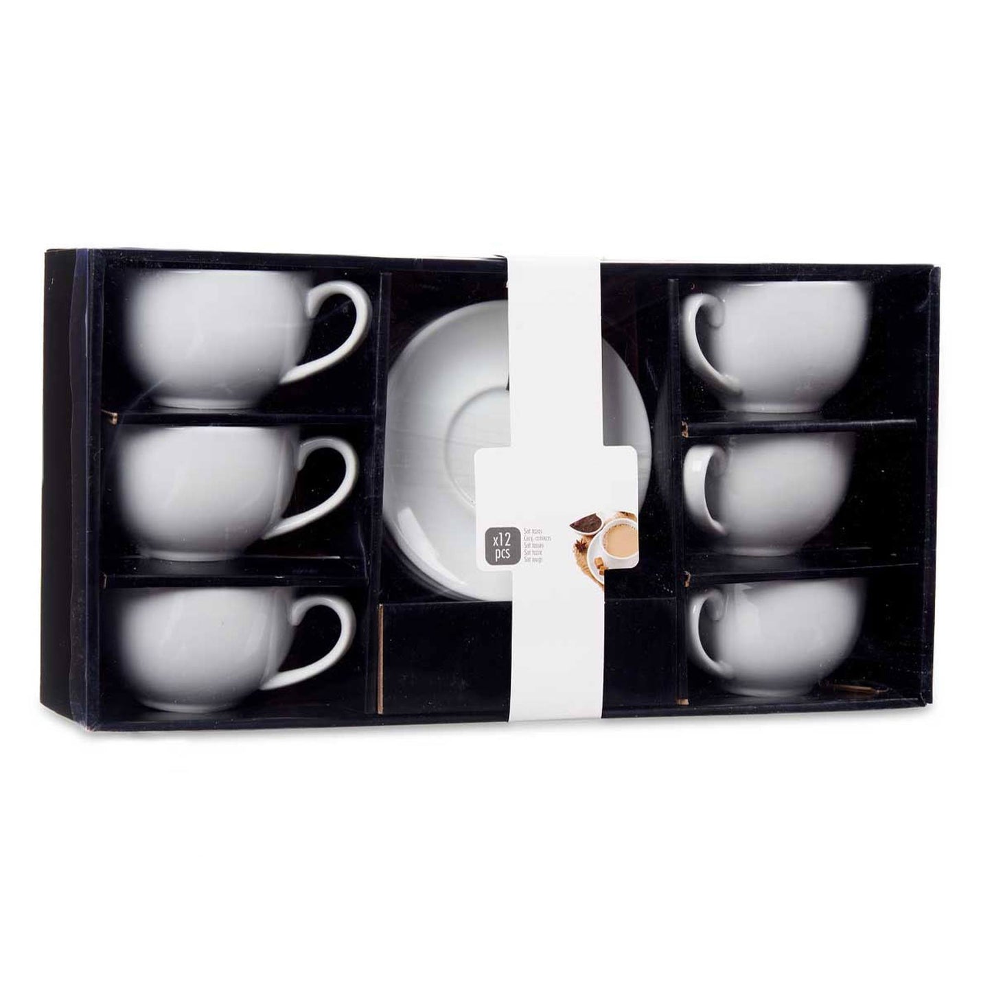 Set 6 Tazas Cafe Porcelana Blanca Con Pl Colección Vessia_5