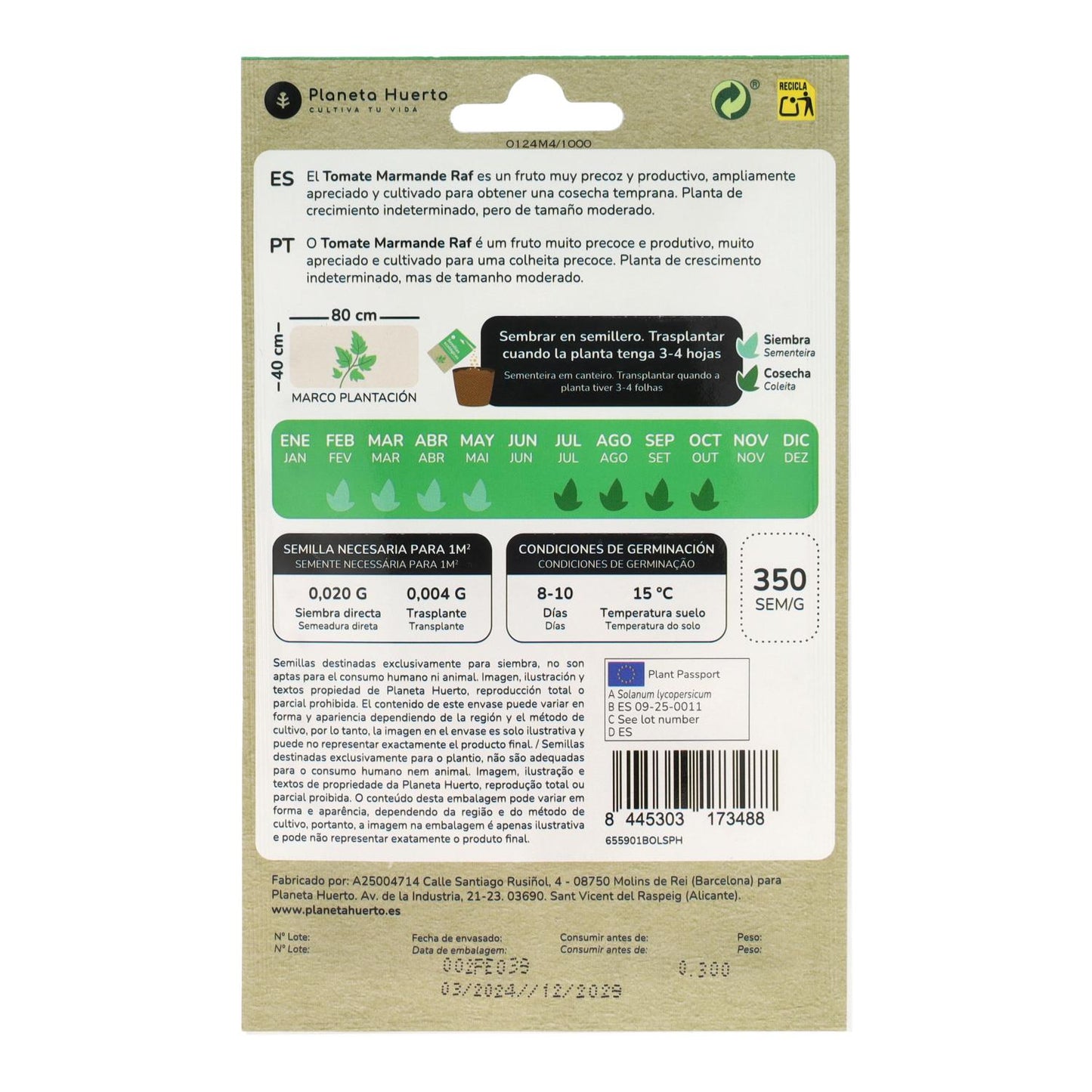 Semillas de Tomate marmande Raf ecológicas Planeta Huerto