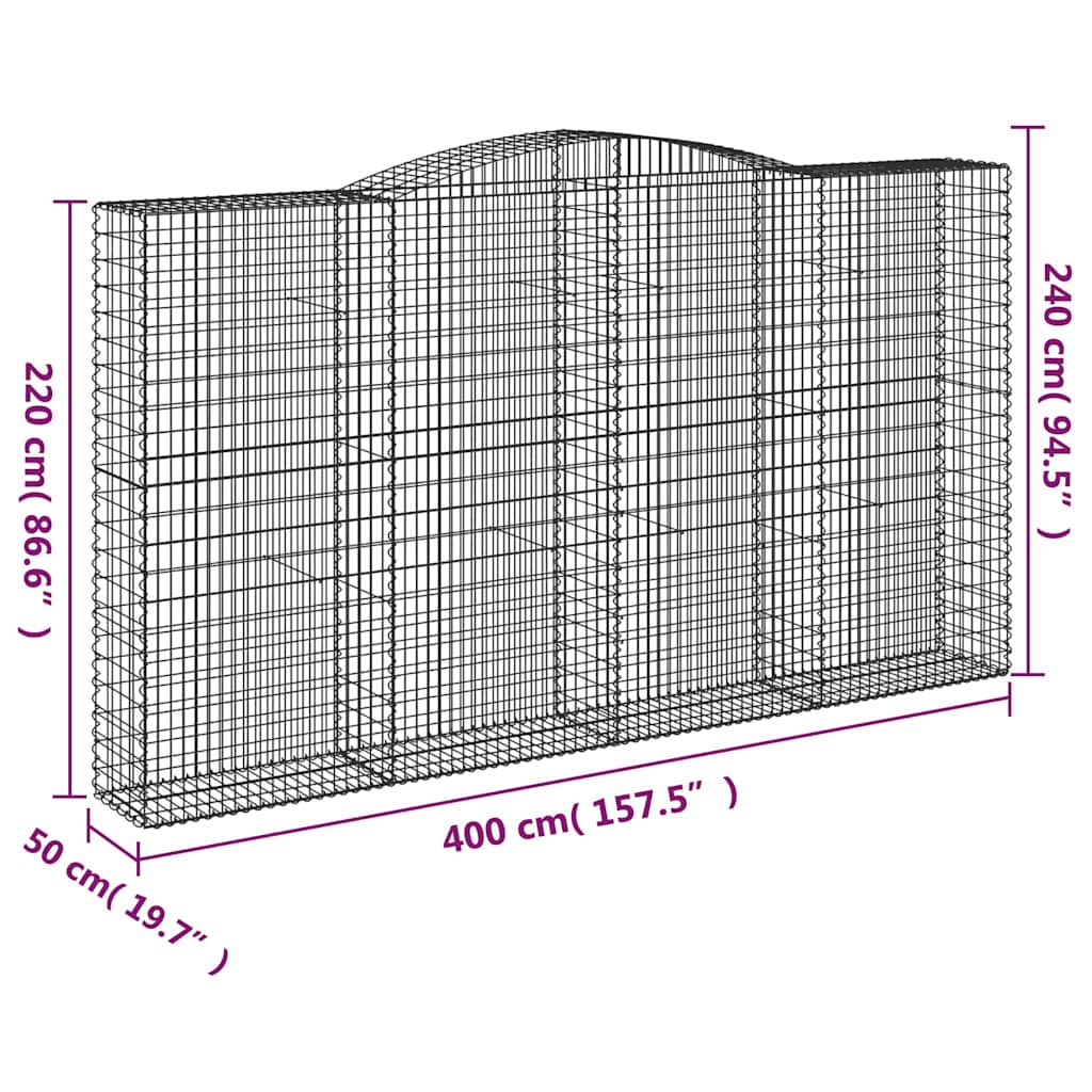 Cestas De Gaviones 5 Uds Forma De Arco Hierro 400x50x220/240 Cm_5