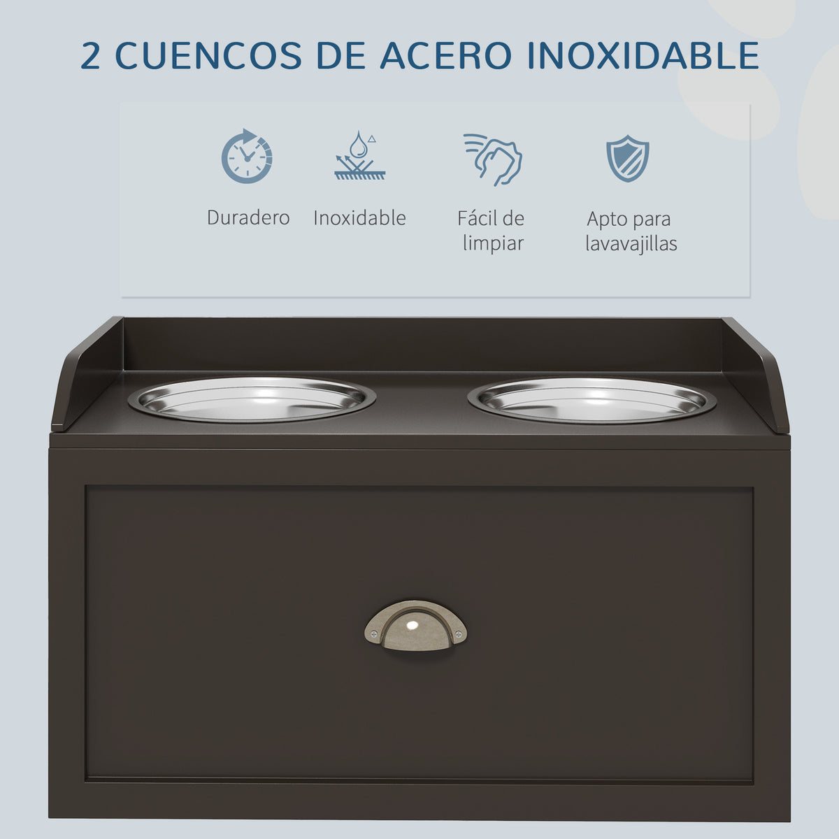Pawhut Comedero Elevado Para Perros Grandes Con 2 Tazones 60x30x36 Cm Marrón_5