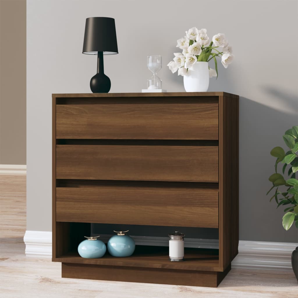 Aparador De Madera Contrachapada Marrón Roble 70x41x75 Cm / Vetonek_5