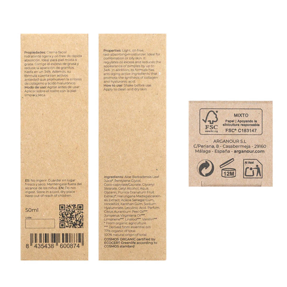 Crema facial para piel mixta/grasa 50ml Arganour