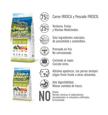 Fresh Iberian Pork Arquivet 2,5 Kg Alimento semihúmedo para perros