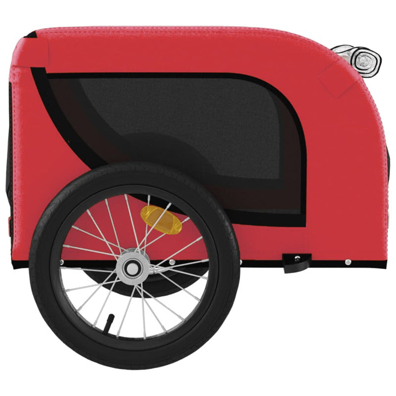 Vidaxl Remolque De Bicicleta Mascotas Hierro Tela Oxford Rojo Negro_5