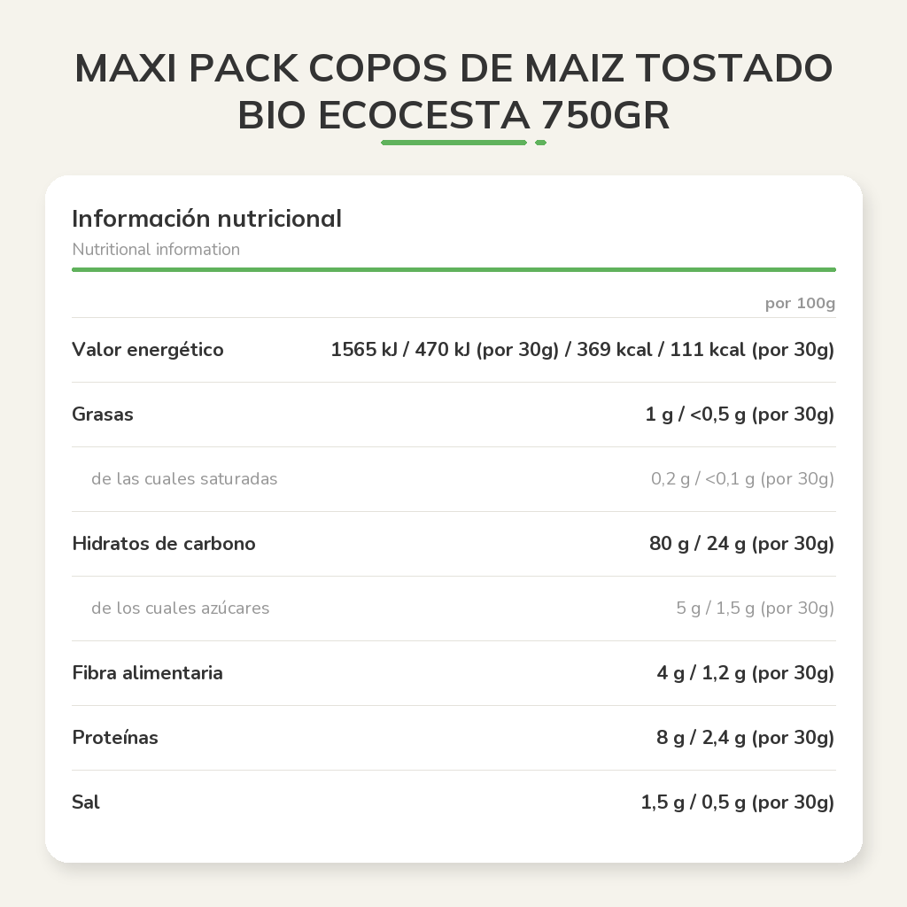 Información nutricional
