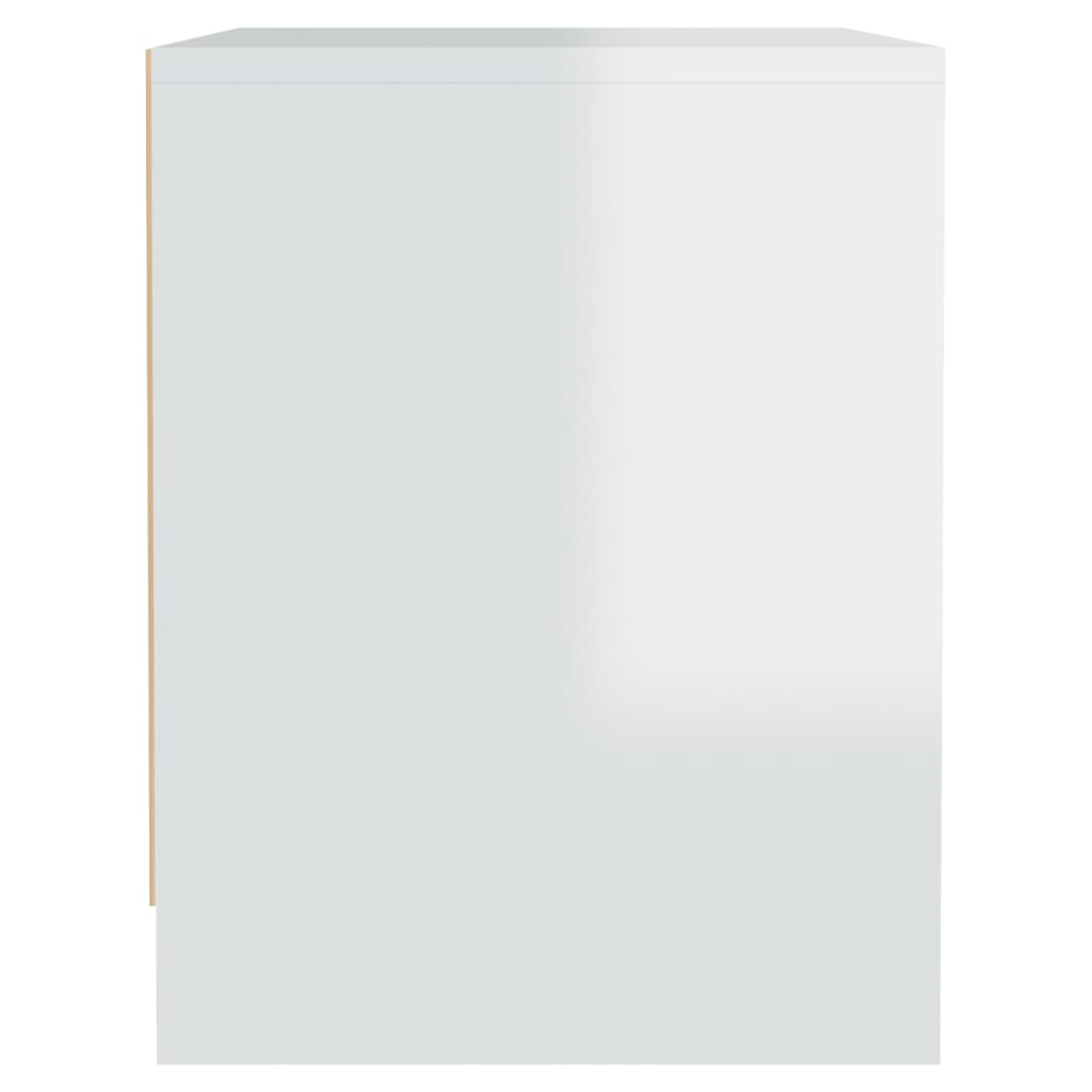 Mesita De Noche Madera Ingeniería Blanco Brillo 45x34x44,5 Cm_4