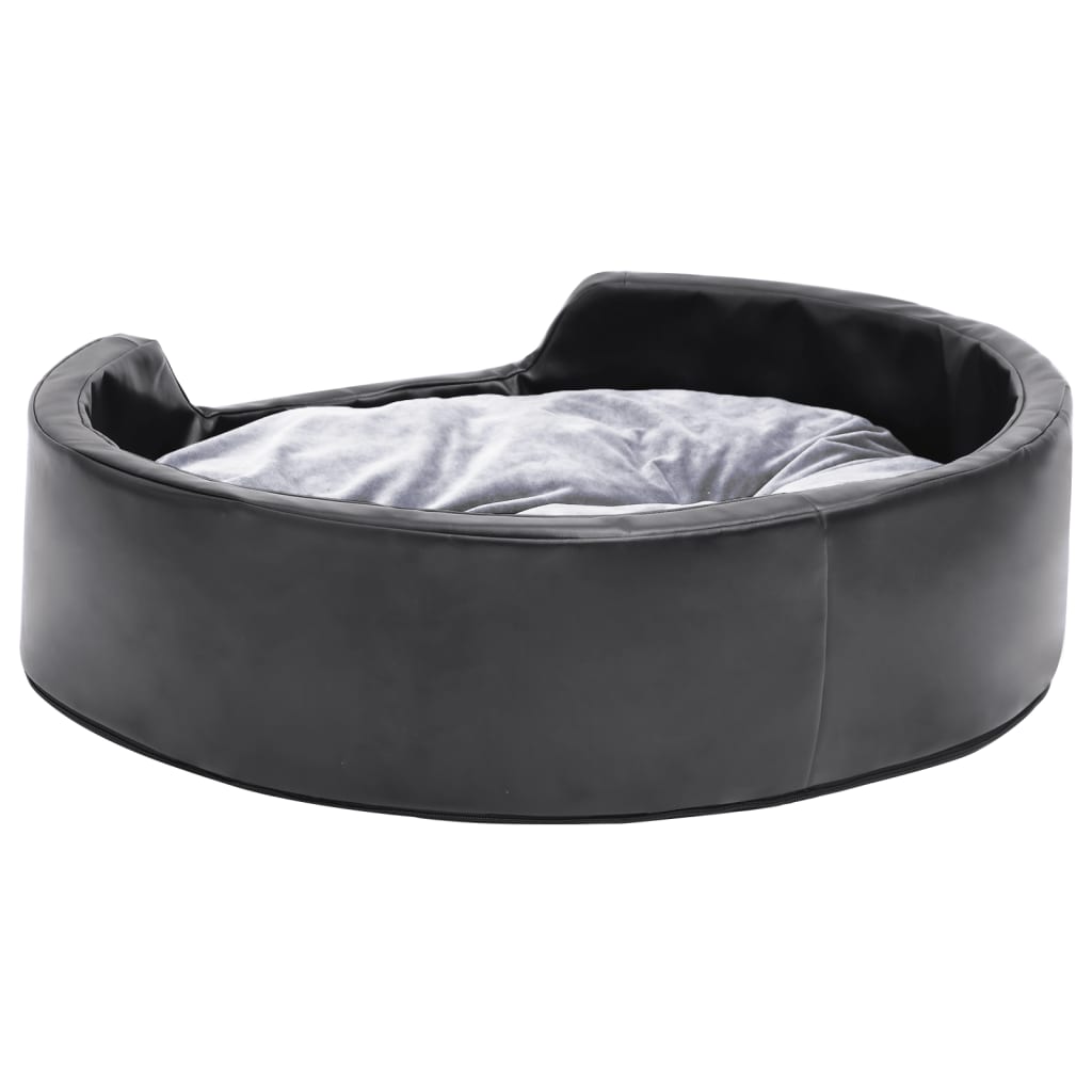 Vidaxl Cama Para Perros Felpa Y Cuero Sintético Negro Gris 69x59x19 Cm_5