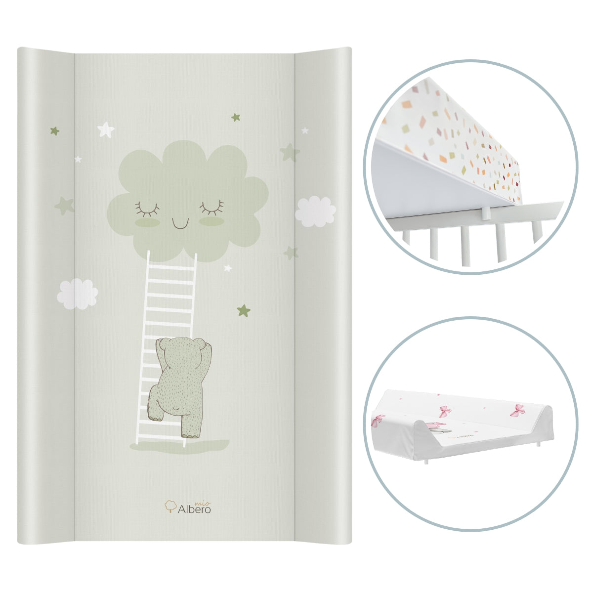 Cambiador Base Rígida Para Cuna 70x47 Nubes Menta