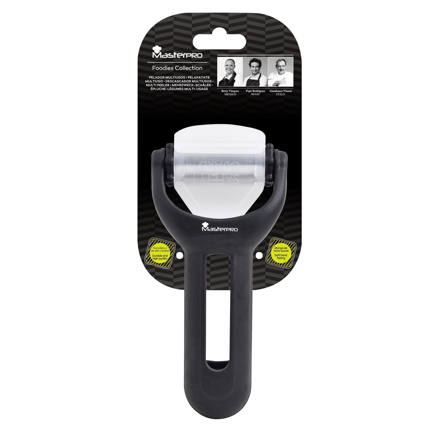 Pelador Multiple En Acero Inoxidable Foodies Color Negro Masterpro._2