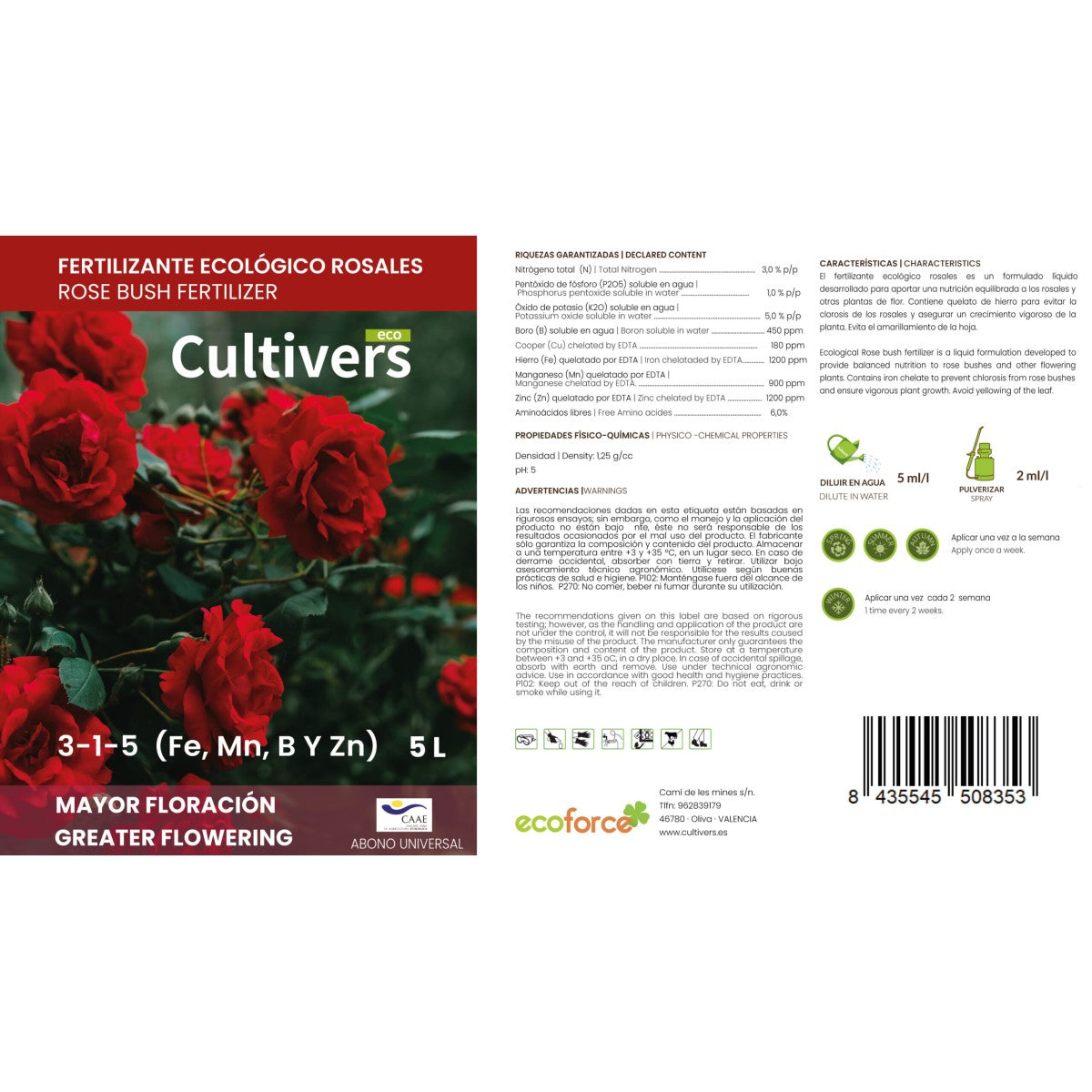 Abono Rosales Líquido Ecológico Cultivers 5 L_3