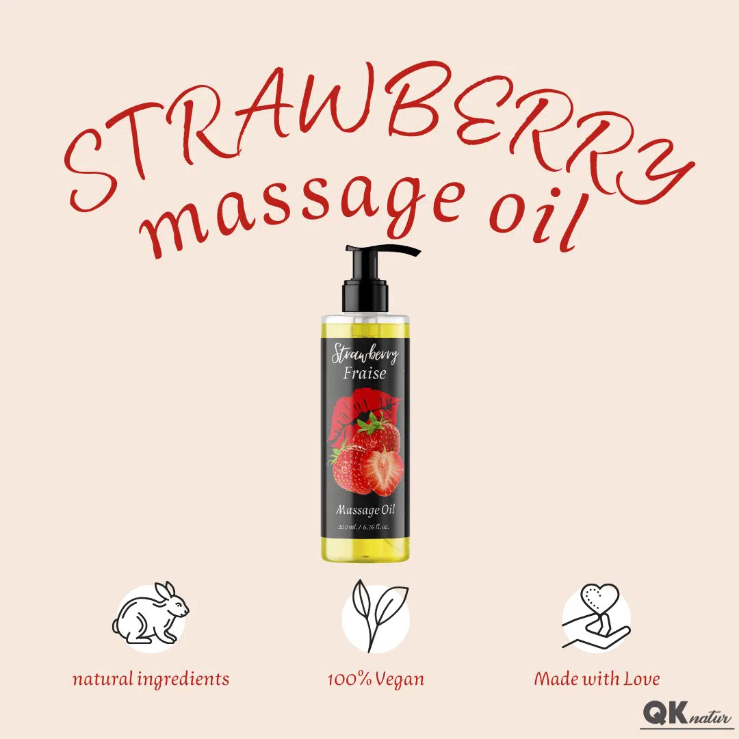 QKnatur - Aceite De Masaje Con Fragancia Fresa - 200 Ml - Para Masajes Corporales Relajantes - Hidratación Y Nutrición_4