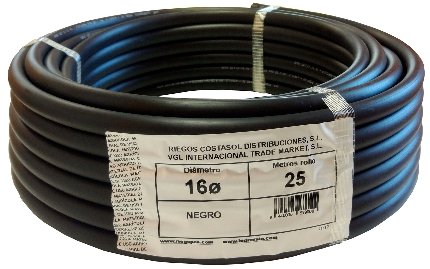 Tubería Lisa 16mm Negro - 25 Metros